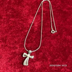 SILVER シルバー MIKIMOTO ミキモト CROSS クロス 十字架 ベビーパール 真珠 ネックレス ペンダント アクセサリー