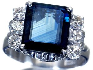 【ジュエリー極】鑑付 オーストラリア産大粒上質天然ブルーサファイア3.29ct＆良質ダイヤ0.60ct 高級K14WGリング kitk9331rl【送料無料】