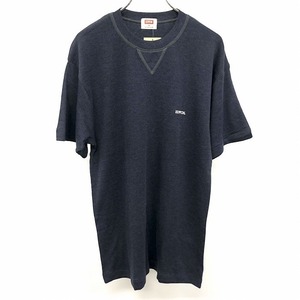 エドウィン 【新品】EDWIN Tシャツ カットソー 微起毛 はめ込みVガゼット ロゴプリント 丸首 半袖 綿×ポリ M ヘザーネイビー 杢紺 メンズ