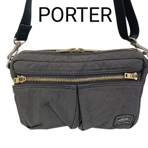 【即決 良品】634 綺麗 PORTER ポーター メンズ ショルダーバッグ ボディーバッグ 斜め掛け 黒ブラック