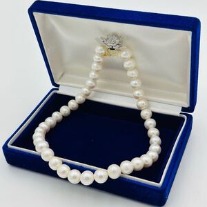 【美品 高品質!!!】 大珠 11.0mm~11.5mm 40cm パール ネックレス 本真珠 SILVER 刻印 pearl jewelry 大玉 ホワイト 白 箱付き