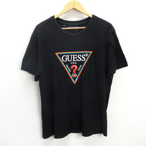 z■ゲス/GUESS ビッグロゴTシャツ【XL】黒/men