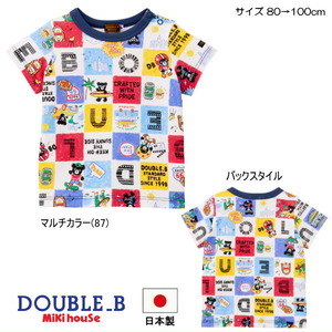 日本製/新品★ミキハウスDB/Double_B★カラフル総柄半袖Tシャツ 人気のトータルパターンシリーズ カラフルでポップでファンキーなデザイン