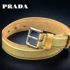 【希少】PRADA プラダ　レザーベルト　ゴールド