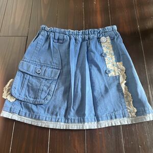 Seraph★スカート★レース★中古★130★ブルー★キッズ★女の子★子供服