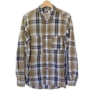 USA製 Engineered Garments エンジニアードガーメンツ チェックワークシャツ M エルボーパッチ トリプルステッチ ガチャポケ パッカリング