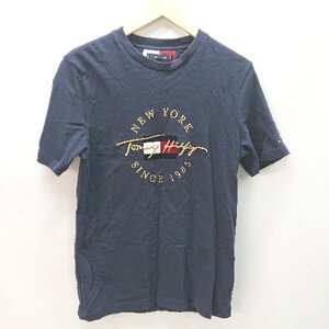 ◇ TOMMY HILFIGER トミーヒルフィガー ニューヨーク コットン アイテム デニム 半袖 Ｔシャツ サイズS ネイビー メンズ E