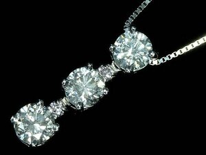 GK11914SS【1円～】新品【RK宝石】《Diamond》極上ダイヤモンド 3石 総計1.56ct! 極上脇石ダイヤモンド Pt900 Pt850 高級ネックレス ダイヤ