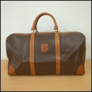 5169T 【本物保証】 CELINE セリーヌ　マカダム柄　ボストンバッグ　旅行バッグ　PVC×レザー　ブラウン