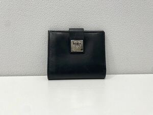 （IS2109）Salvatore Ferragamo/サルバトーレ フェラガモ 二つ折り レザー 財布 コンパクト ガンチーニ金具