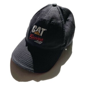 レーシング! 90s 00s CAT Racing キャタピラー ヴィンテージ 企業ロゴ 刺繍 ベースボール キャップ 帽子 ブラック 黒 メンズ 希少 レア
