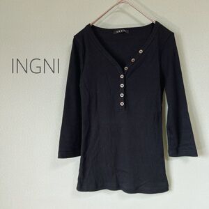 ◎INGNI イング リブカットソー 長袖カットソー Vネックカットソー 黒 レディース Mサイズ カットソー