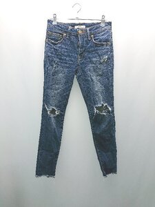 ◇ AZUL BY MOUSSY ステッチ ストレッチ ダメージ加工 カジュアル シンプル デニムパンツ サイズS ブルー レディース E