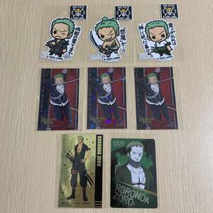 ONE PIECE ゾロ グッズ 8点セット B-SIDE ステッカー namco ナムコ 特典 なか卯 カード ワンピース Roronoa Zoro card sticker