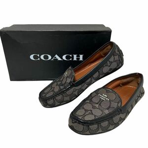 ※U2 【箱付き】COACH(コーチ) ヴァンプローファー ドライビングシューズ ブラック系 GC柄 23.5cm