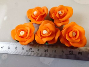 ◆樹脂粘土◆薔薇◆オレンジ◆大。約3cm◆市販品