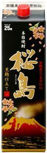 本格いも焼酎　　黒麹仕立て　桜島（黒桜島）25度1.8Lパック×６本