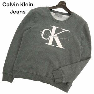 Calvin Klein Jeans カルバンクライン ジーンズ ビッグ ロゴプリント★ スウェット プルオーバー トレーナー Sz.L メンズ 灰　C4T07255_7#I