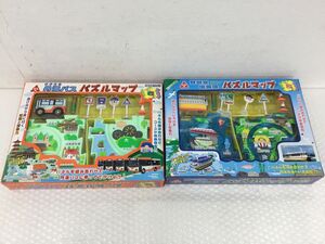 D879-80【おもちゃ2点まとめ】玩具/キッズ/子供向け/丹海バス パズルマップ/天橋立観光船 パズルマップ 知育 テーブルゲーム/箱付きt