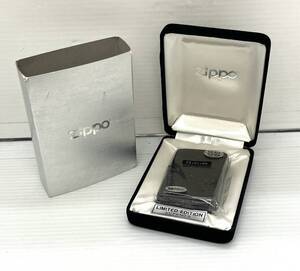 〈ライター〉ZIPPO ジッポー　ブラックニッケル　シリアルNO.入　04　箱付　コレクション　喫煙具【中古/現状品/着火未確認】005023-②