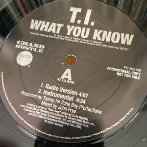 T.I. / WHAT YOU KNOW レコード　バイナル　HIPHOP RAP