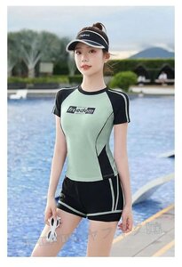 ☆新品コスプレ衣装 半袖 セパレート トップス+パンツタイプ ボディスーツ スイムウェア 水着 競泳 水泳 競技