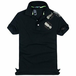 新品◆【格好いい】【通気品】メンズポロシャツHYDROGENハイドロゲン半袖Tシャツ黒XL