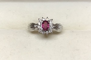 Pt900 プラチナ　ルビー 0.46ct　ダイヤ 0.26ct 　リング　10号