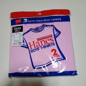 Hanes 2p Tシャツ XXXS 90センチ キッズ ヘインズ タグレス ピンク