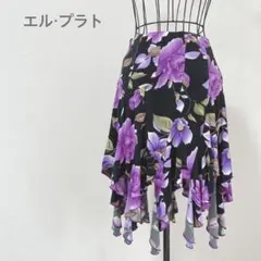 m466 美品✨ エルプラト【M】スカート 花柄 社交ダンス衣装 きれいめ