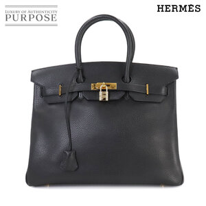 新品同様 エルメス HERMES バーキン35 ハンド バッグ アルデンヌ ブラック □G刻印 ゴールド 金具 Birkin 35 90248667