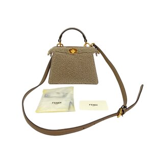 【中古】未使用 フェンディ FENDI レディース ピーカブー アイシーユー ムートン ショルダーバッグ ハンドバッグ　8BN335