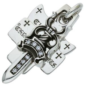 クロムハーツ Chrome Hearts 3TRINKETS P/DMND/スリートリンケッツ PAVEダイヤ/シルバーネックレストップ 中古 NO05