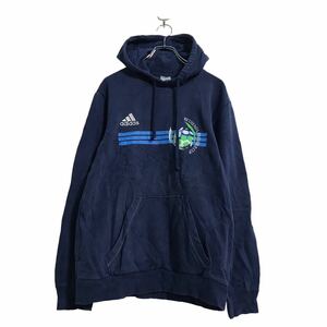 adidas プリント スウェット パーカー M ネイビー アディダス プルオーバー 古着卸 アメリカ仕入 a509-6454