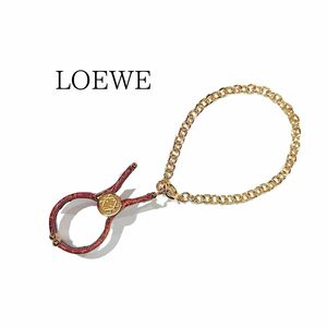 【レア】ほぼ未使用 LOEWE ロエベ アナグラム グローブホルダー チャーム レザー ゴールド 鑑定済 送料無料