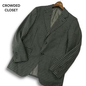 CROWDED CLOSET メンズビギ 通年 ウール モヘア混★ チェック テーラード ジャケット Sz.S位 メンズ グレー　A5T00402_1#O