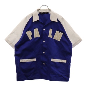 パームエンジェルス SHORT SLEEVED BASEBALL BOWLING SHIRT ショートスリーブベースボールボーリング半袖シャツ ブルー PMGG003S23FAB001