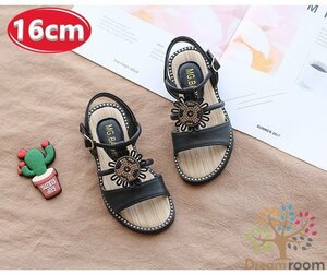 kids バックル リゾートサンダル 【ブラック 16cm】 韓国子供服 キッズ ビーチサンダル 子供用 女の子