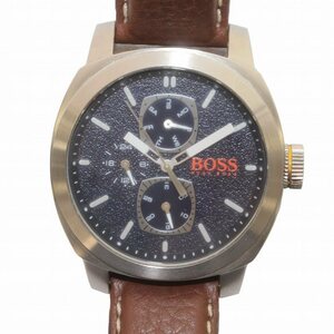 HUGO BOSS Orange Capetown オレンジ ケープタウン 腕時計 クォーツ デイデイト レザーベルト シルバー色 文字盤黒 HB.290.1.14.3004