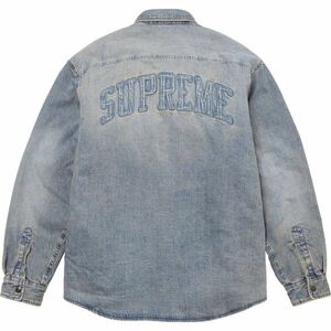 送料無料 M デニム Supreme Faux Shearling Lined Work Shirt Washed Indigo Denim シュプリーム ワークシャツ デニムシャツ 24FW 新品