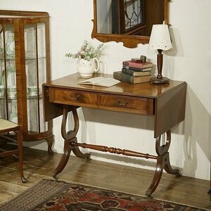 英国イギリスアンティーク家具 バタフライ ソファテーブル デスク ホールテーブル マホガニー材 A991
