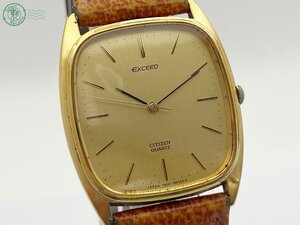 AL0607298　◇ CITIZEN シチズン EXCEED エクシード 4-795202 Y QZ QUARTZ クォーツ ゴールド文字盤 スクエア アナログ 腕時計 中古