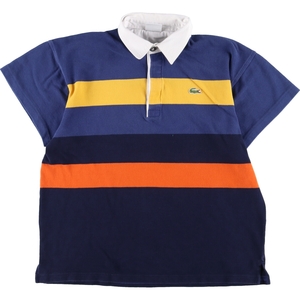 古着 ラコステ LACOSTE ボーダー柄 半袖 ラガーシャツ メンズL /eaa299137 【SS2409_30%】