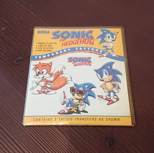 新品 セガ ソニック タトゥーシール 2種類 アメリカ製 SEGA SONIC THE HEDGEHOG CONTAINS 3 TATTOO TRANSFERS AS SHOWN 1993 MADE IN U.S.A