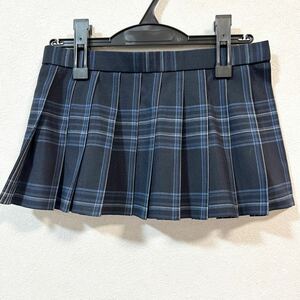 1円 〜 制服 紺・青・白 チェック柄 マイクロミニスカート W69 丈26 夏用