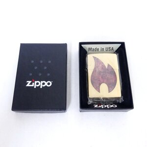 ジッポー ZIPPO フレームアイコン 炎 ゴールド×レッドカラー 喫煙具 ライター 未使用品 /2405C