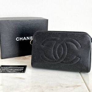 CHANEL シャネル キャビアスキン デカココ コスメポーチ ブラック 黒