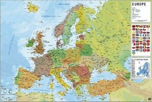 ヨーロッパの地図（国旗入り） ポスター〔新品〕 GPE-5010