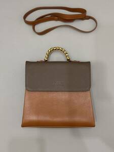 1円スタート！「美品」LOEWE ロエベ/ 本革 ショルダーバッグ 斜め掛け ブラウン ゴールド金具 2WAY 