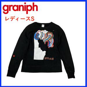 N3429*極希少*graniph*ボブ・ディラン*トレーナー*コットン100%*レディースS*長袖*ブラック